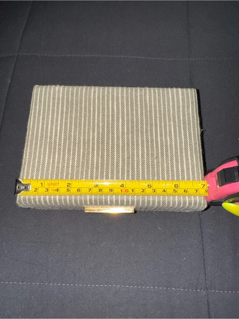Sage & White Striped Fabric Accessory Box